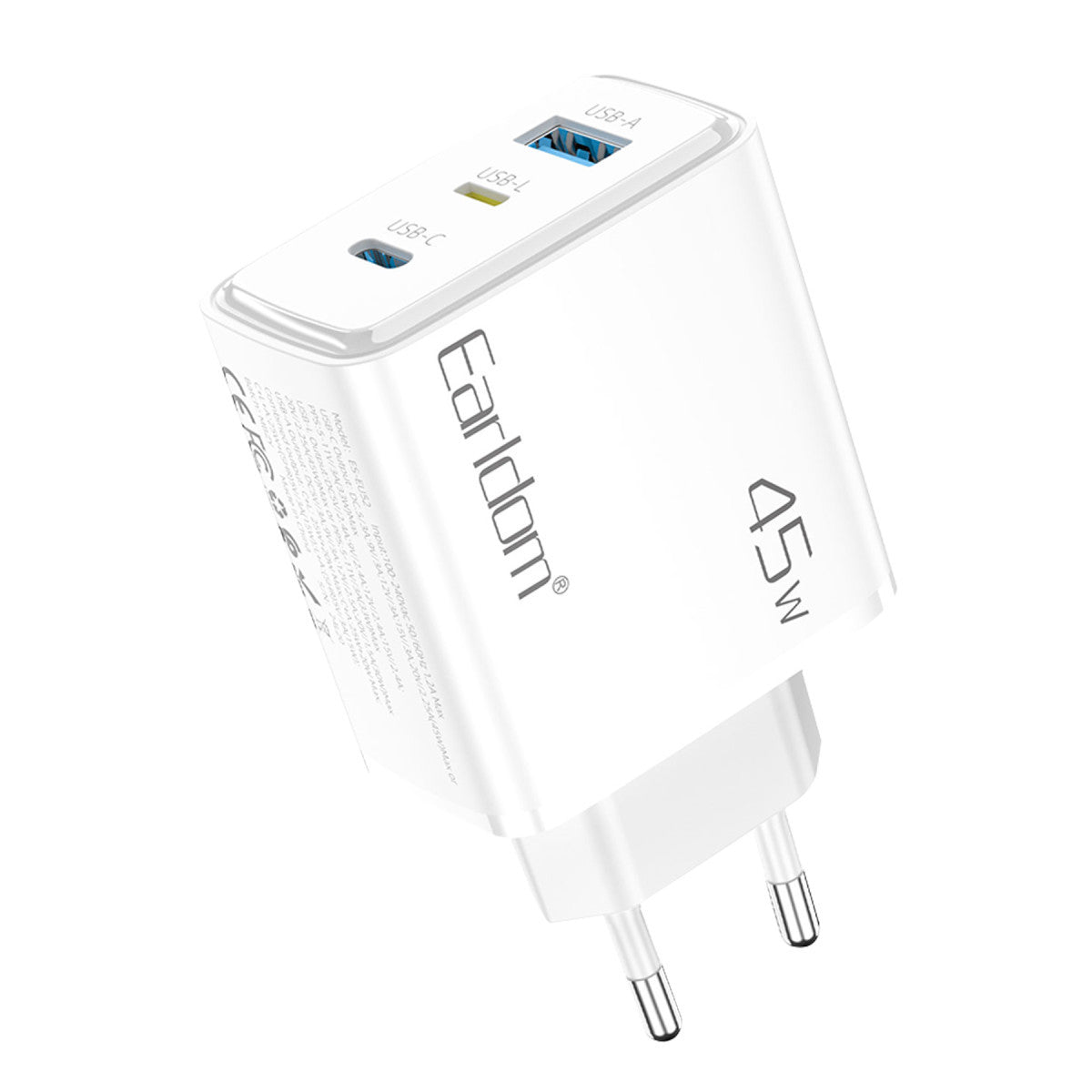 Earldom EU52 Type-C Lightning ve USB Çıkışlı 45W PD Hızlı Şarj Aleti